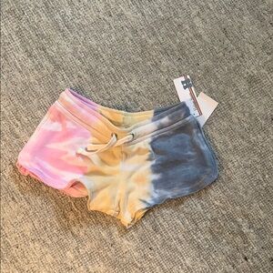 Vintage Havana Pink and Yellow Athletic Shorts Tie-Dye Design